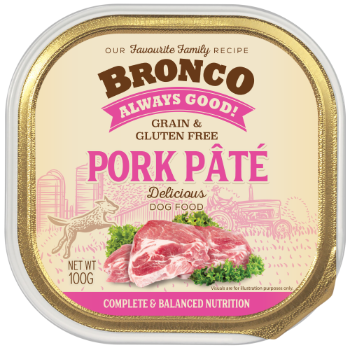 Bronco, Dog Wet Food, Grain Free, Pork Pate (By Carton)