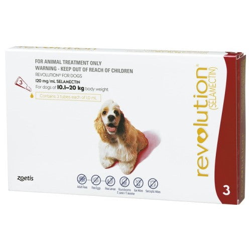 Revolution, Dog Healthcare, Fleas & Deworm, Dogs 10.1kg to 20kg (Medium Dogs)