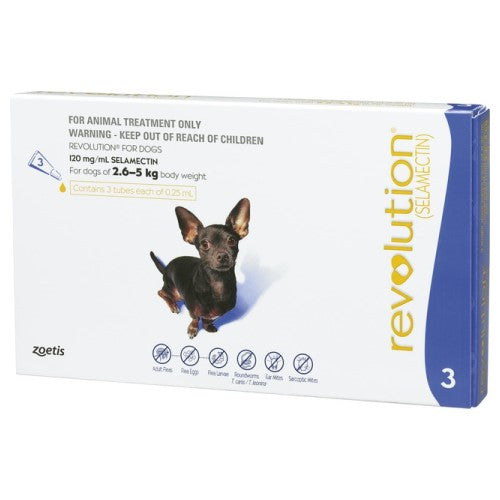 Revolution, Dog Healthcare, Fleas & Deworm, Dogs 2.6kg to 5kg (Extra Small Dogs)