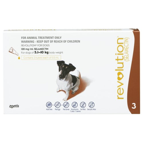 Revolution, Dog Healthcare, Fleas & Deworm, Dogs 5.1kg to 10kg (Small Dogs)