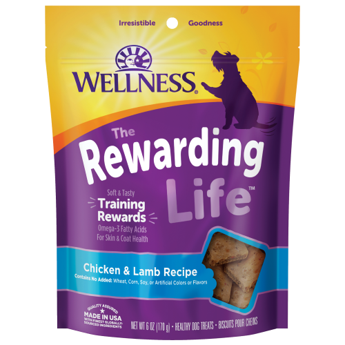 Wellness Complete Health, Dog Treats, Grain Free, Rewarding Life, Chicken & Lamb