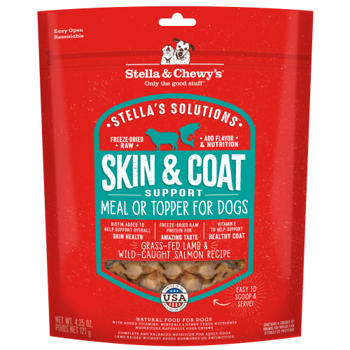 Stella & Chewy's, Dog Food, Freeze Dried, Stella's Solutions, Skin & Coat Boost, Grass-Fed Lamb & Wild-Caught Salmon (2 Sizes)