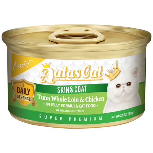 Aatas Cat, Cat Wet Food, Finest Daily Defence, Skin & Coat, Tuna Whole Loin & Chicken (By Carton)