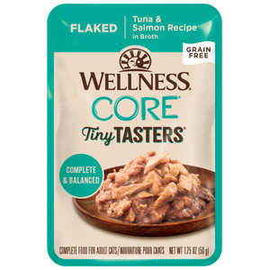 Wellness Core, Cat Wet Food, Grain Free, Tiny Tasters, Flaked, Tuna & Salmon
