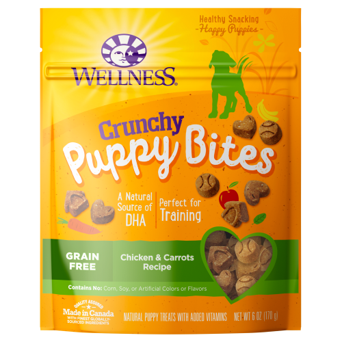 Wellness Complete Health, Dog Treats, Grain Free, Puppy Bites, Crunchy Chicken & Carrots