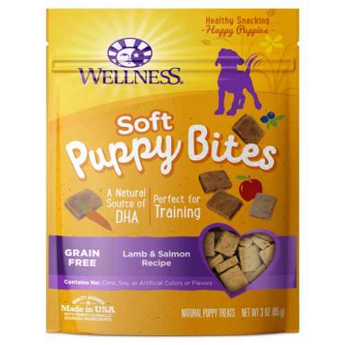 Wellness Complete Health, Dog Treats, Grain Free, Puppy Bites, Soft Lamb & Salmon