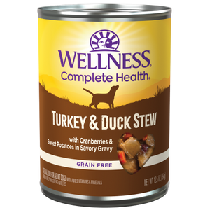 Wellness Complete Health, Dog Wet Food, Grain Free, Turkey & Duck Stew with Cranberries & Sweet Potatoes