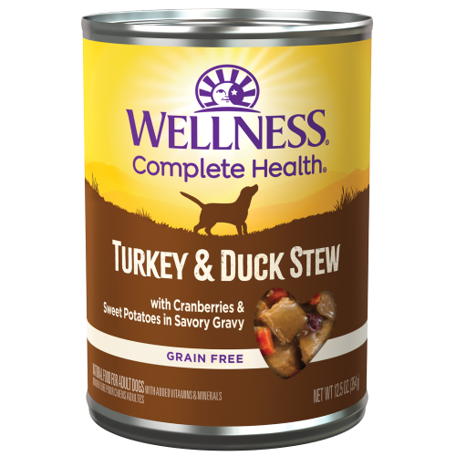 Wellness Complete Health, Dog Wet Food, Grain Free, Turkey & Duck Stew with Cranberries & Sweet Potatoes