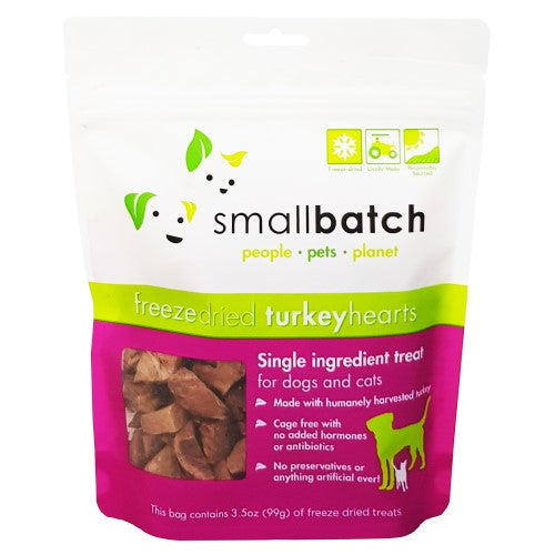 Smallbatch, Dog & Cat Treats, Freeze Dried, Single Ingredient Heart Treat, Turkey Hearts