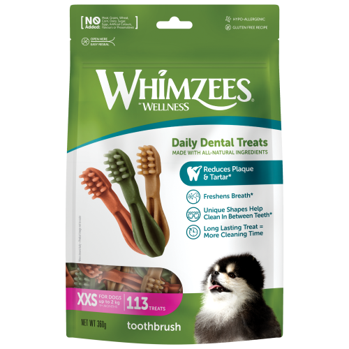 Whimzees, Dog Hygiene, Oral & Dental Care, Toothbrush Dental Treats (5 Sizes)
