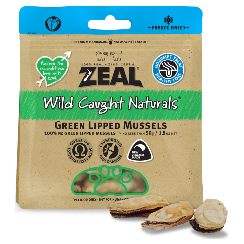 Zeal, Dog & Cat Treats, Freeze Dried, Green Lipped Mussels