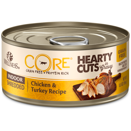 Wellness Core, Cat Wet Food, Grain Free, Hearty Cuts, Indoor, Shredded Chicken & Turkey