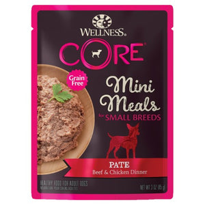 Wellness Core, Dog Wet Food, Grain Free, Small Breed, Mini Meals, Pate, Beef & Chicken Dinner