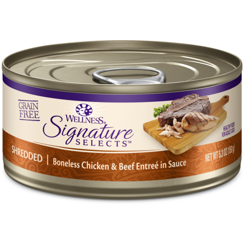 Wellness Core, Cat Wet Food, Grain Free, Signature Selects, Shredded Chicken & Beef
